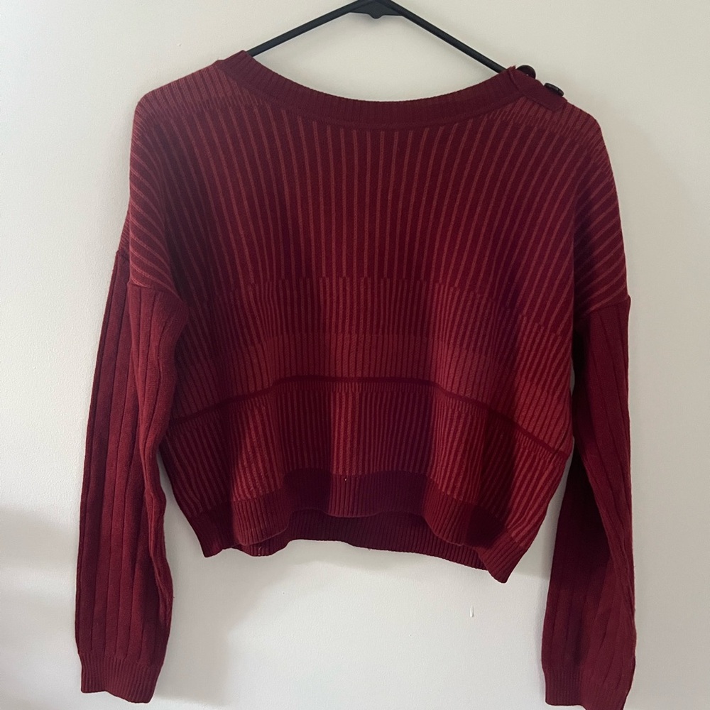 Red Ribbed Knit Sweater - Picture 2 of 3